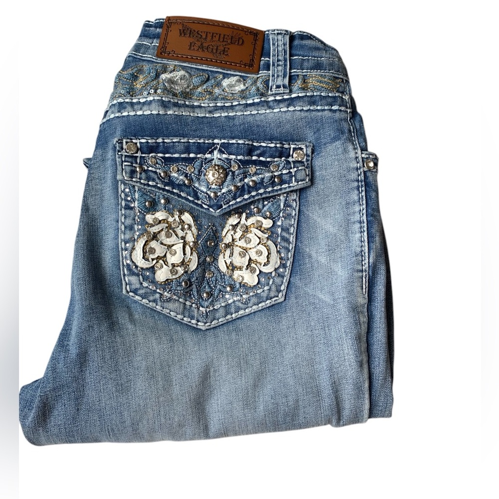 WESTFIELD EAGLE Embellished Women's Blue Jeans Denim Flare Size 9